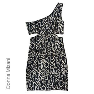 DONNA MIZANI | NWOT BLACK CUTOUT BODYCON STRETCH MINI DRESS LINED | SMALL
